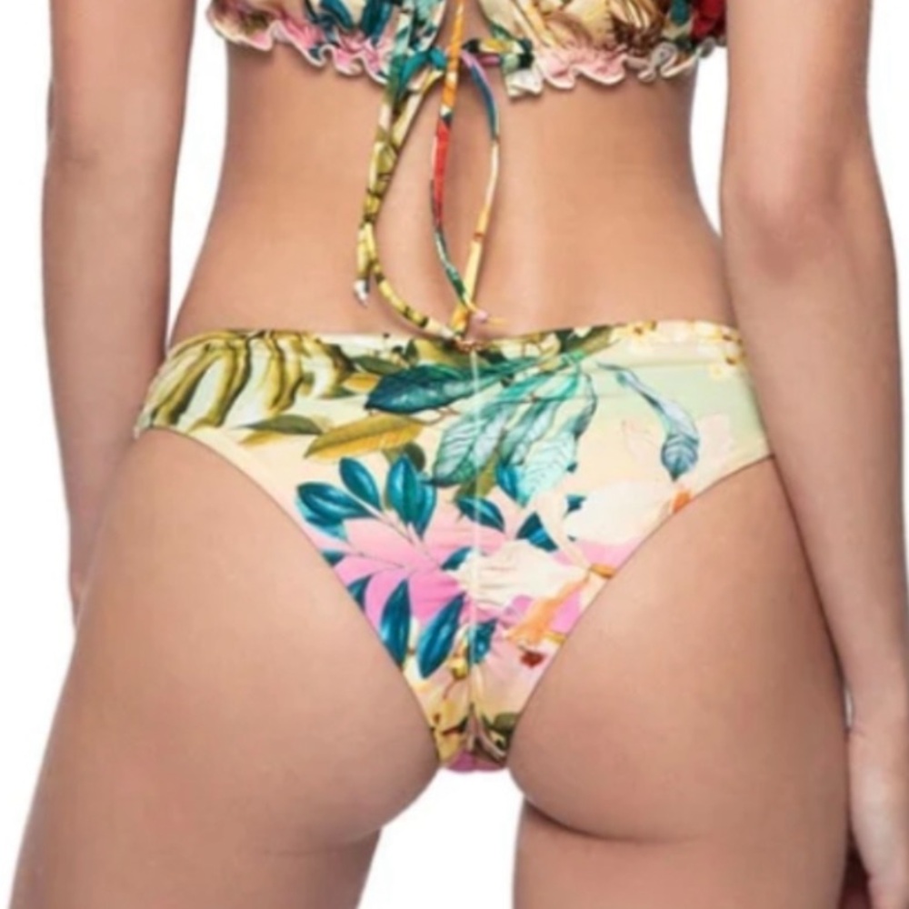 PQ Swim Oasis Basic Ruched Teeny Bikini Bottoms SZ S NWT